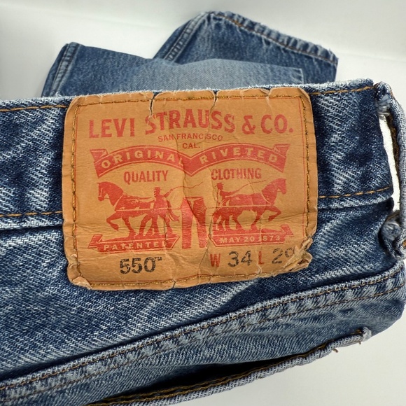 Levis 550 Jeans Men 34x29 Blue Denim Relaxed Fit Straight Leg Cowboy Workwear - Picture 6 of 13